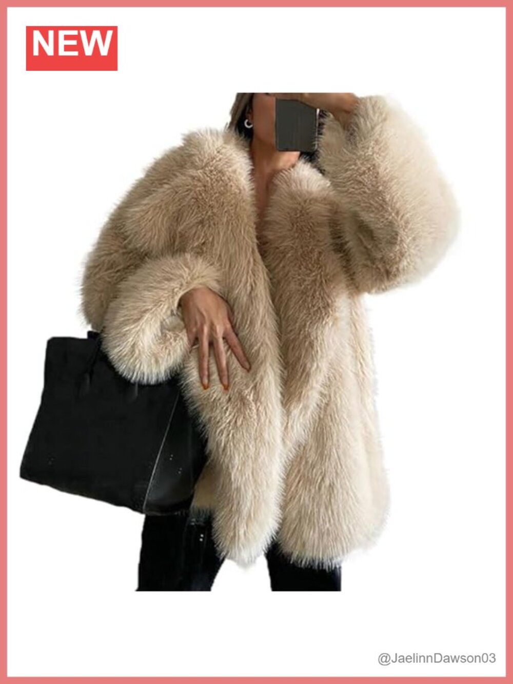 Faux Fur Oversized Coat Long Sleeve Turn Down Collar Open Front Winter Jacket